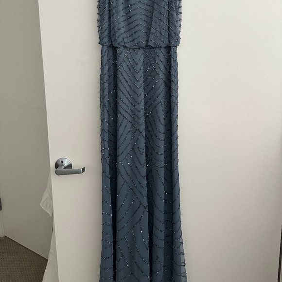 Adriana Pappel Bridesmaid Sequin ART DECO BEADED BLOUSON DRESS - Size 0 - Picture 2 of 2